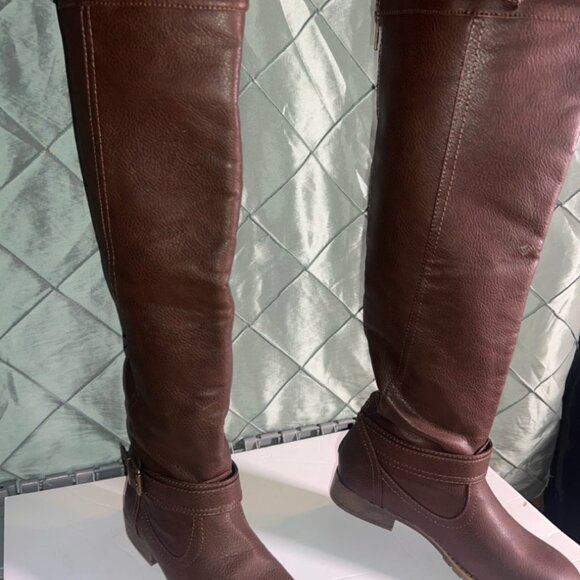 Robynne JustFab Brown over the knee leather fashion boots Sz.‎ 8 - Picture 4 of 10